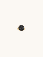 Citrinmagi ring med rund svart obsidian infattad i 18k guldpläterat rostfritt stål, handgjord design.