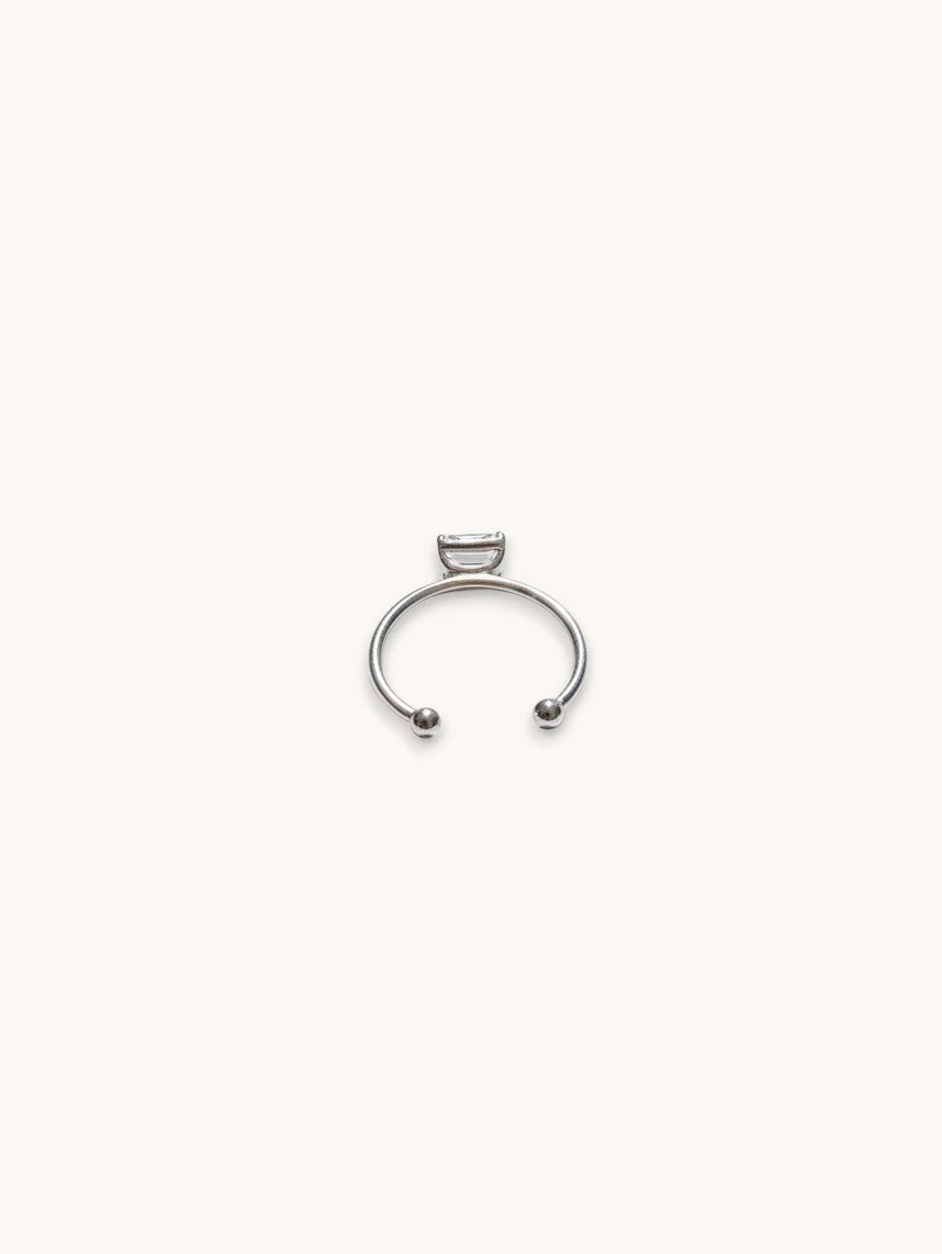 Svart Obsidian ring fyrkantig / Silver