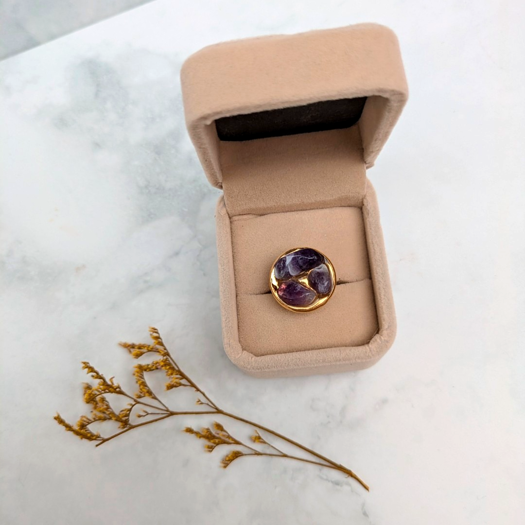 Ametist Ring för Intuition, Lugn och Andlig Klarhet