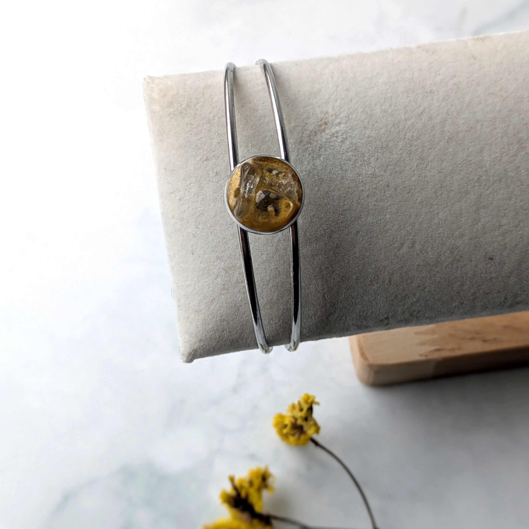 Glädjefyllt Citrin Armband Rund Silver