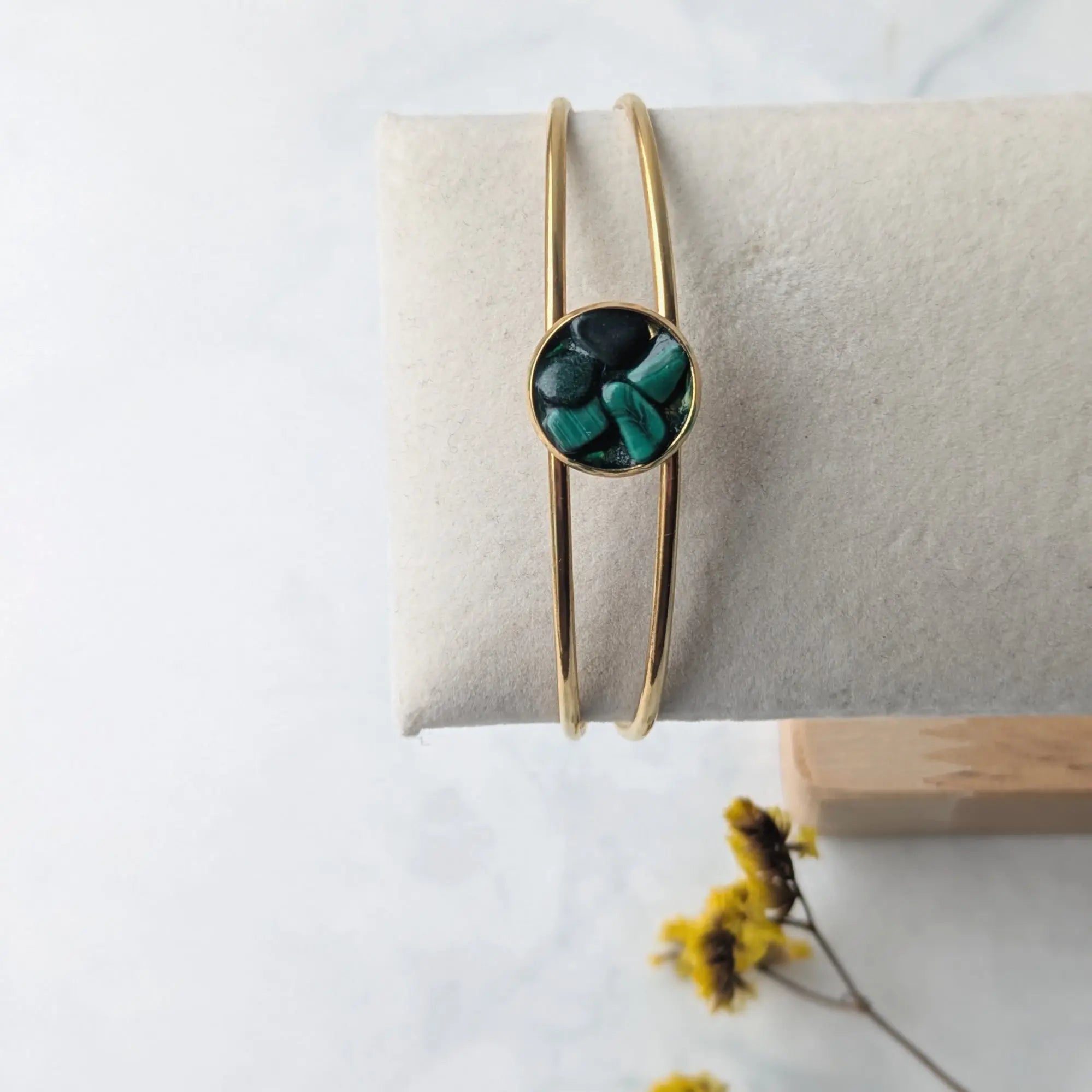 Transformerande Malakit Armband Dubbel Guld