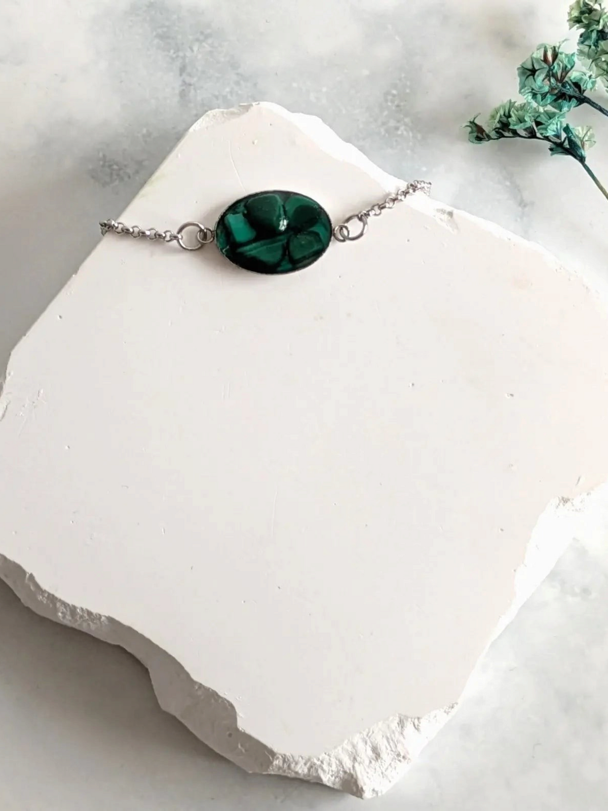 Transformerande Malakit Armband Oval Silver Citrinmagi