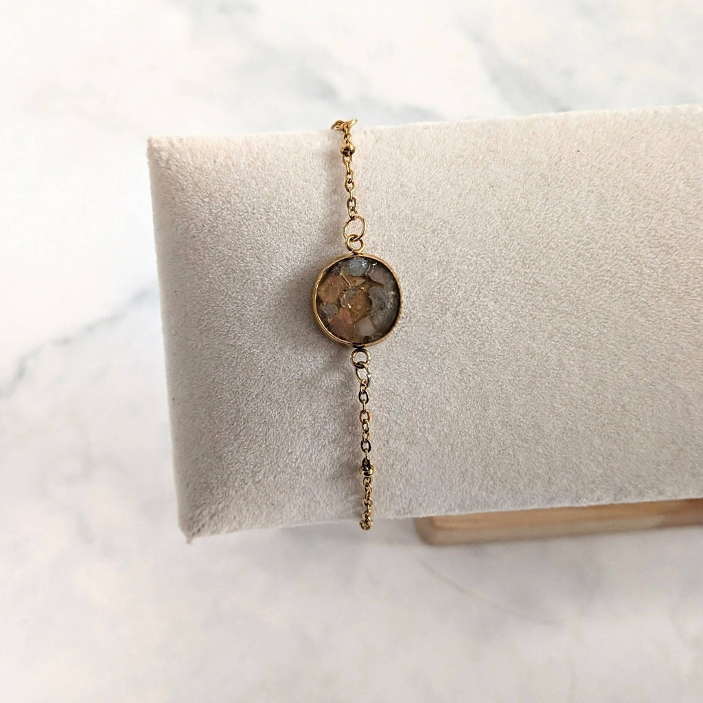 Stilrent handgjort kristallarmband med rosenkvarts och akvamarin
