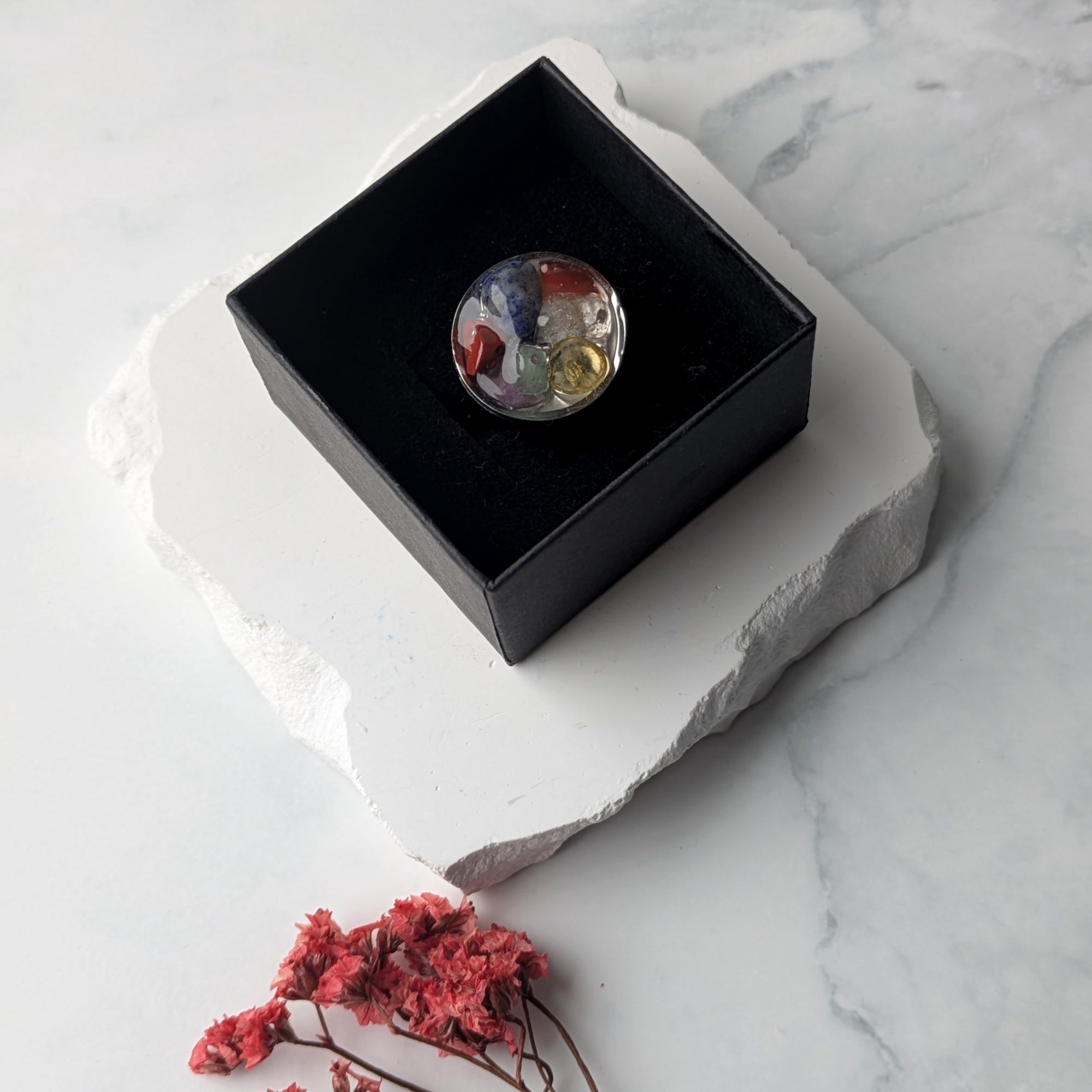 Balanserande Chakra Ring Rund Silver