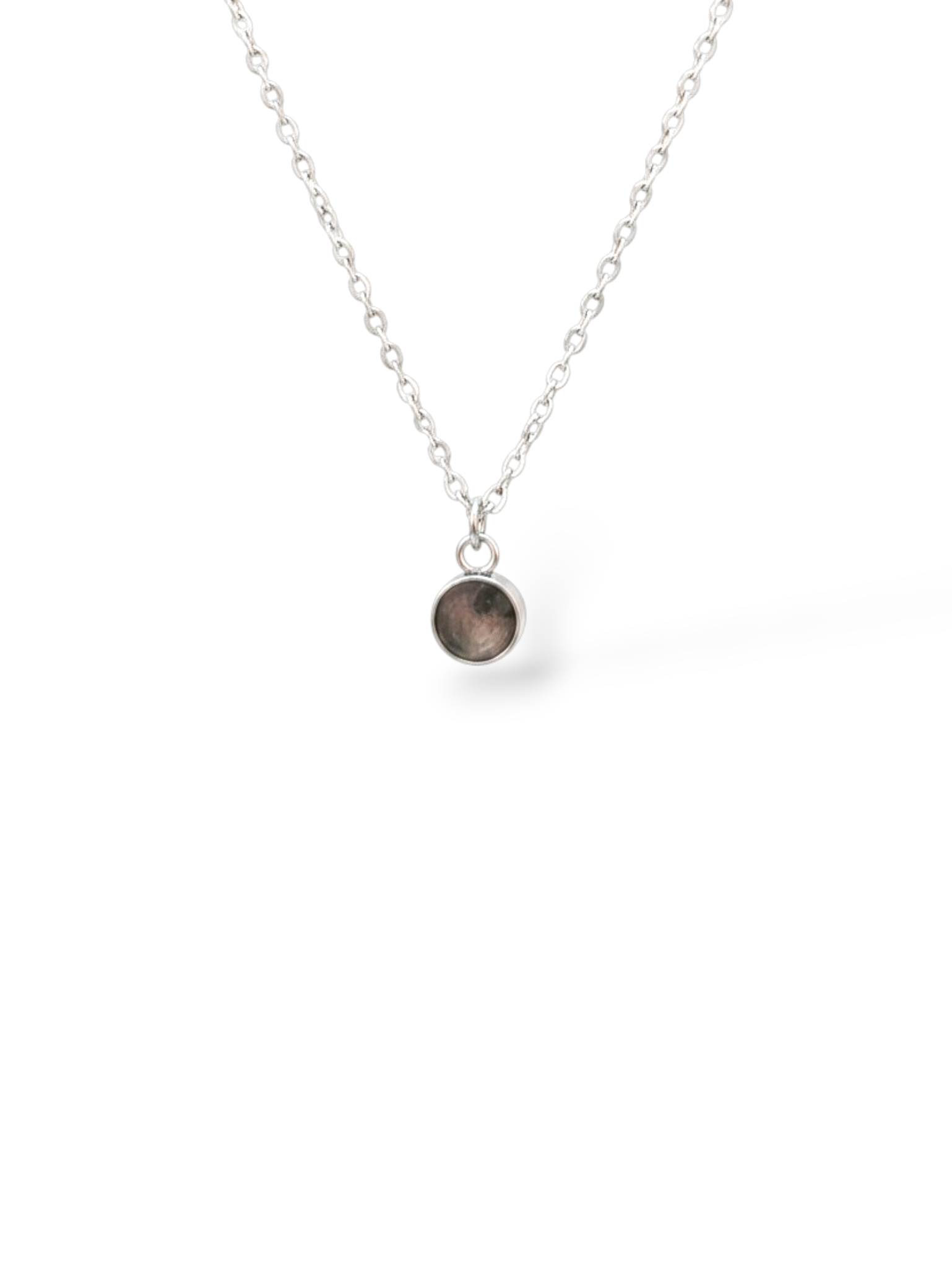 Citrinmagi halsband med rund rosa turmalin infattad i silverpläterat rostfritt stål, månadssten för oktober.