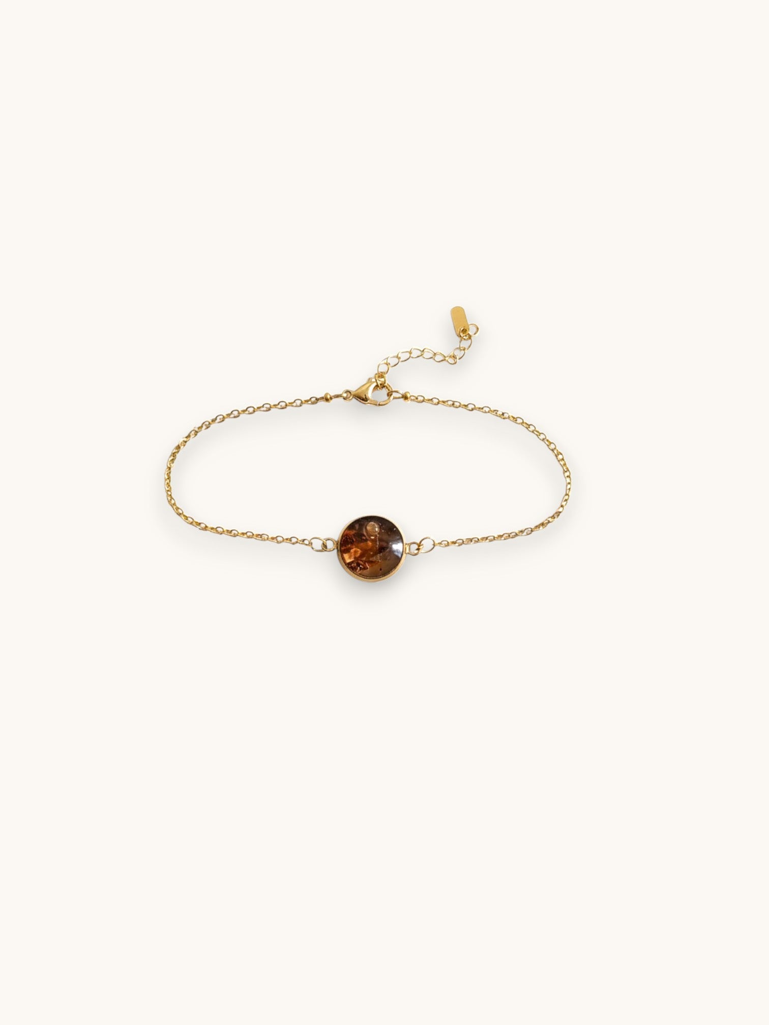 Citrinmagi armband med rund karneolsten i 14k guldpläterat rostfritt stål och fin kedja