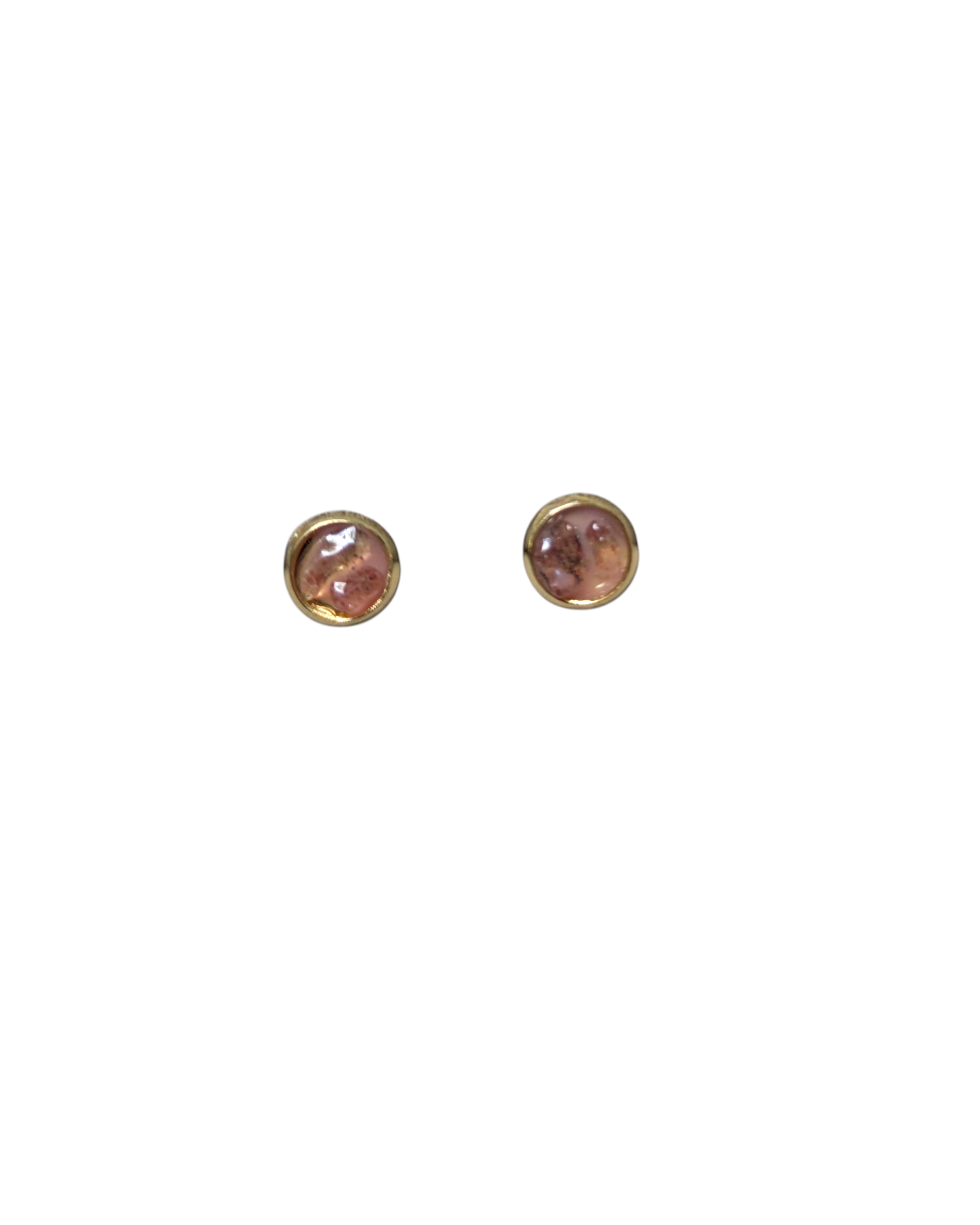Citrinmagi runda örhängen i guld med rosa stenar för en elegant och minimalistisk stil.