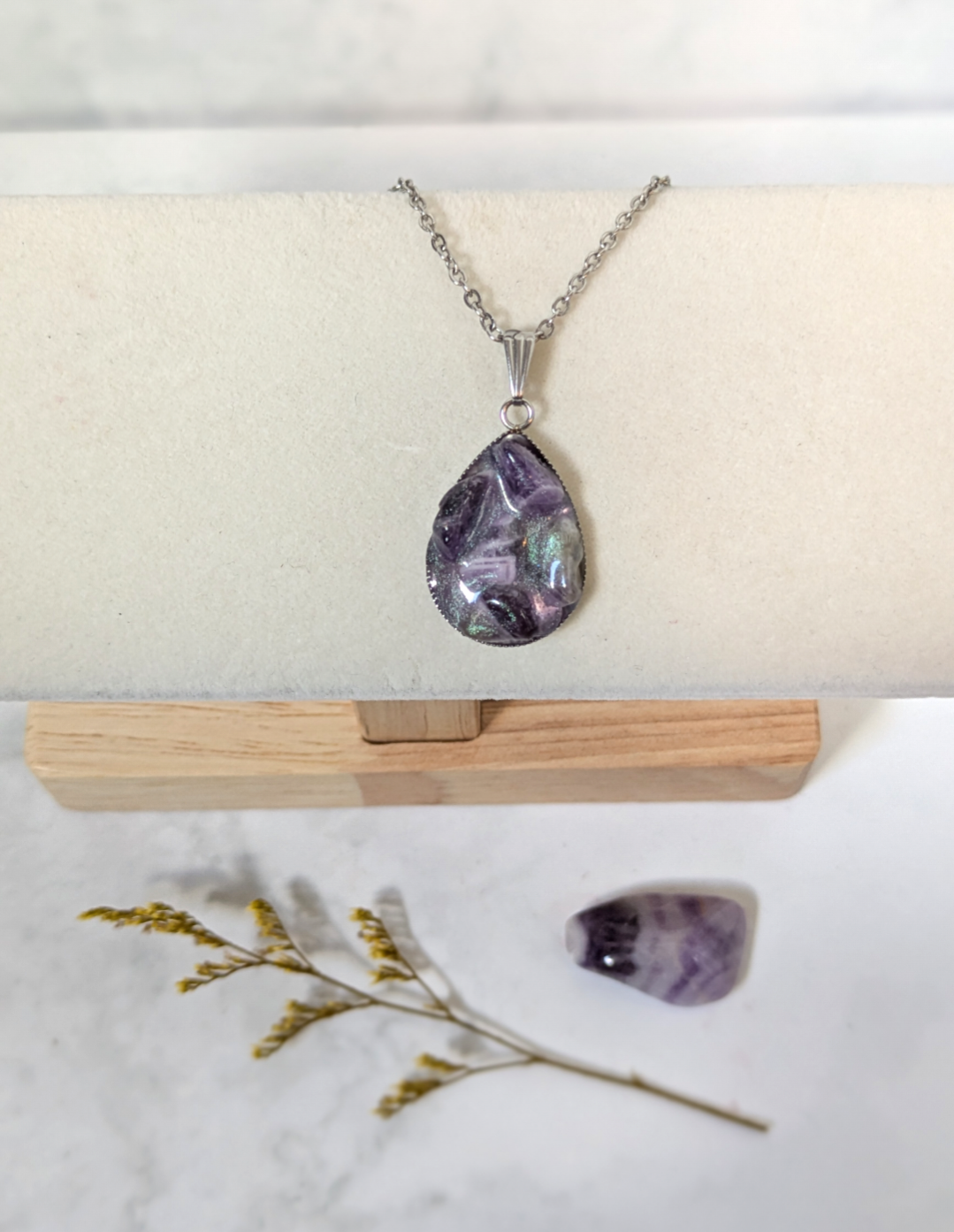 Ametist Halsband droppe – Kristallhalsband för Lugn & Intuition