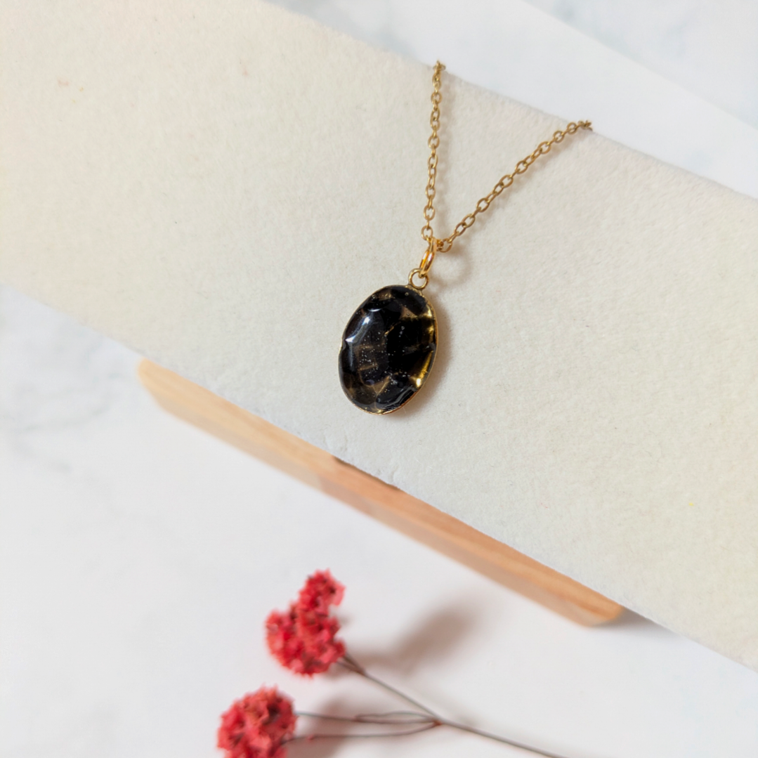 Svart Obsidian Halsband – Handgjort kristallhalsband för Skydd & Jordning