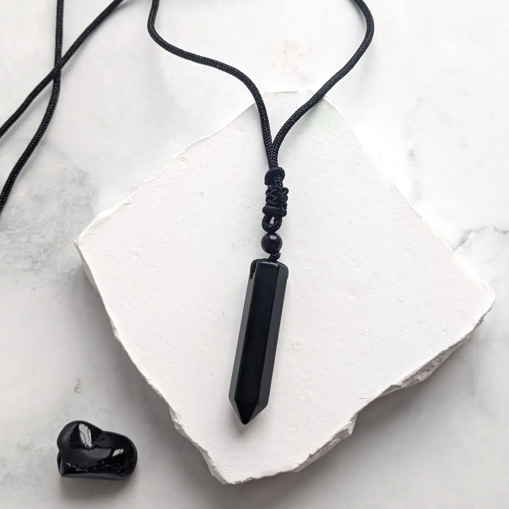 Skyddande Svart Obsidian Halsband Pendel Citrinmagi