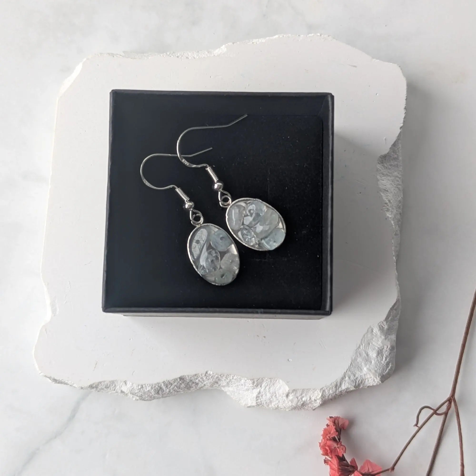 Lugnande Akvamarin Örhängen Silver Citrinmagi