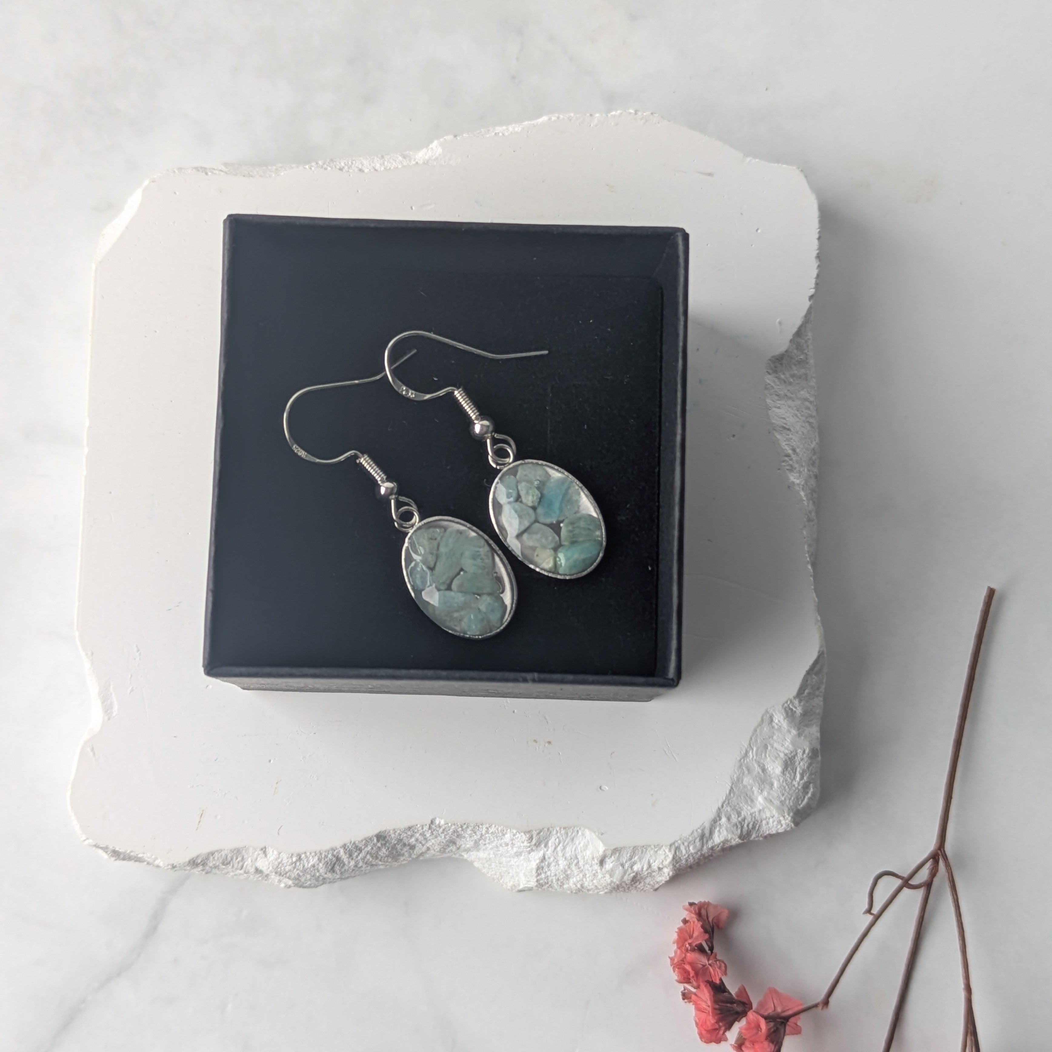 Lugnande Amazonit Örhängen Ovalt Silver Citrinmagi