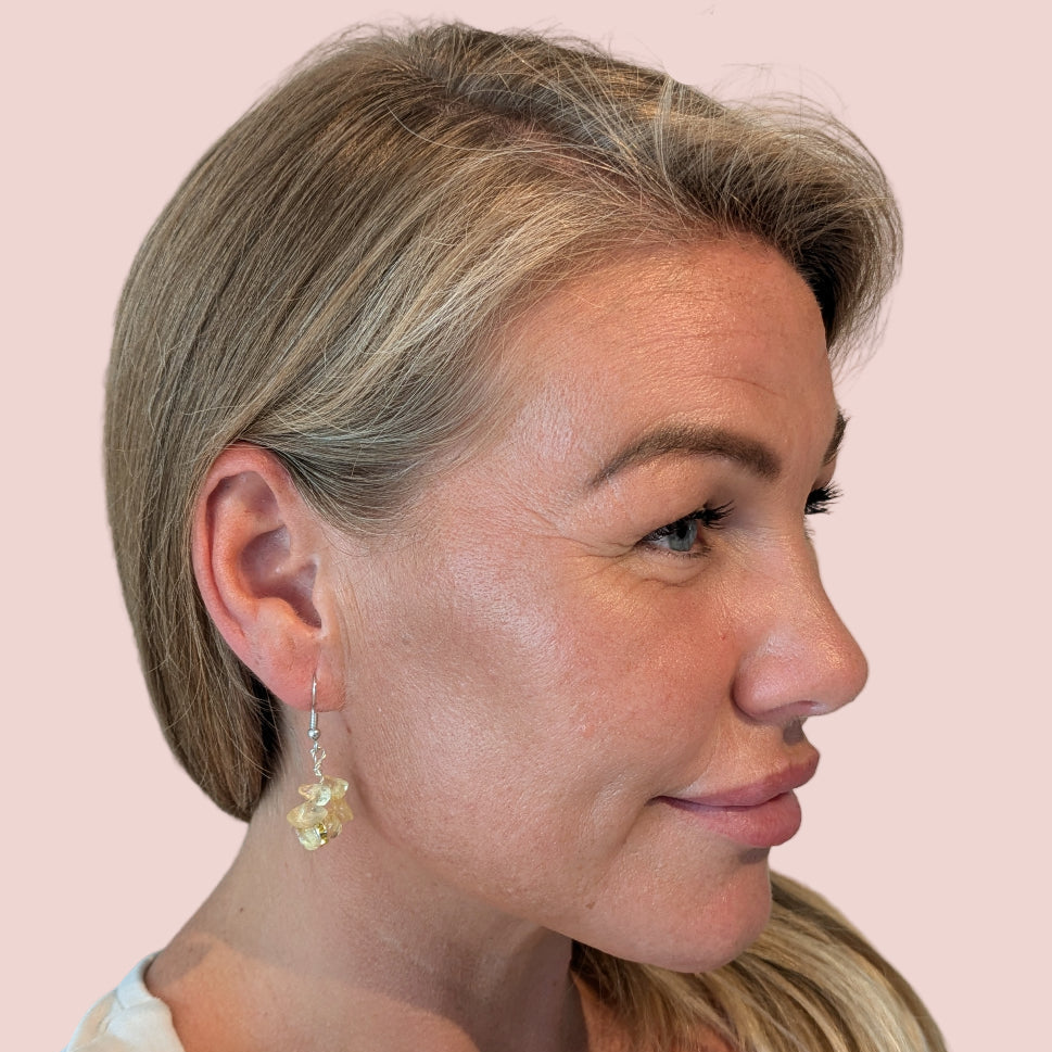 Citrin Örhängen – Kristallörhängen för Glädje & Framgång