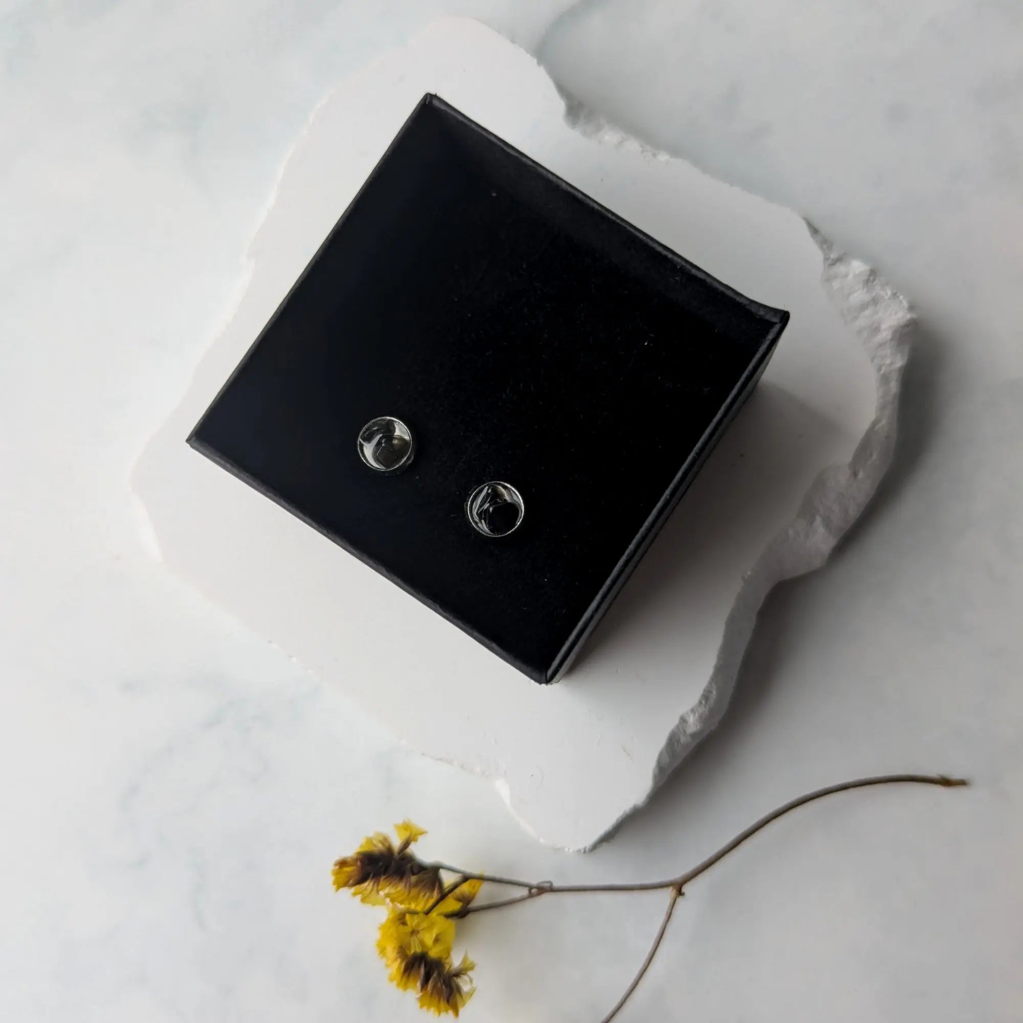 Skyddande Svart Obsidian Örhängen Silver Citrinmagi