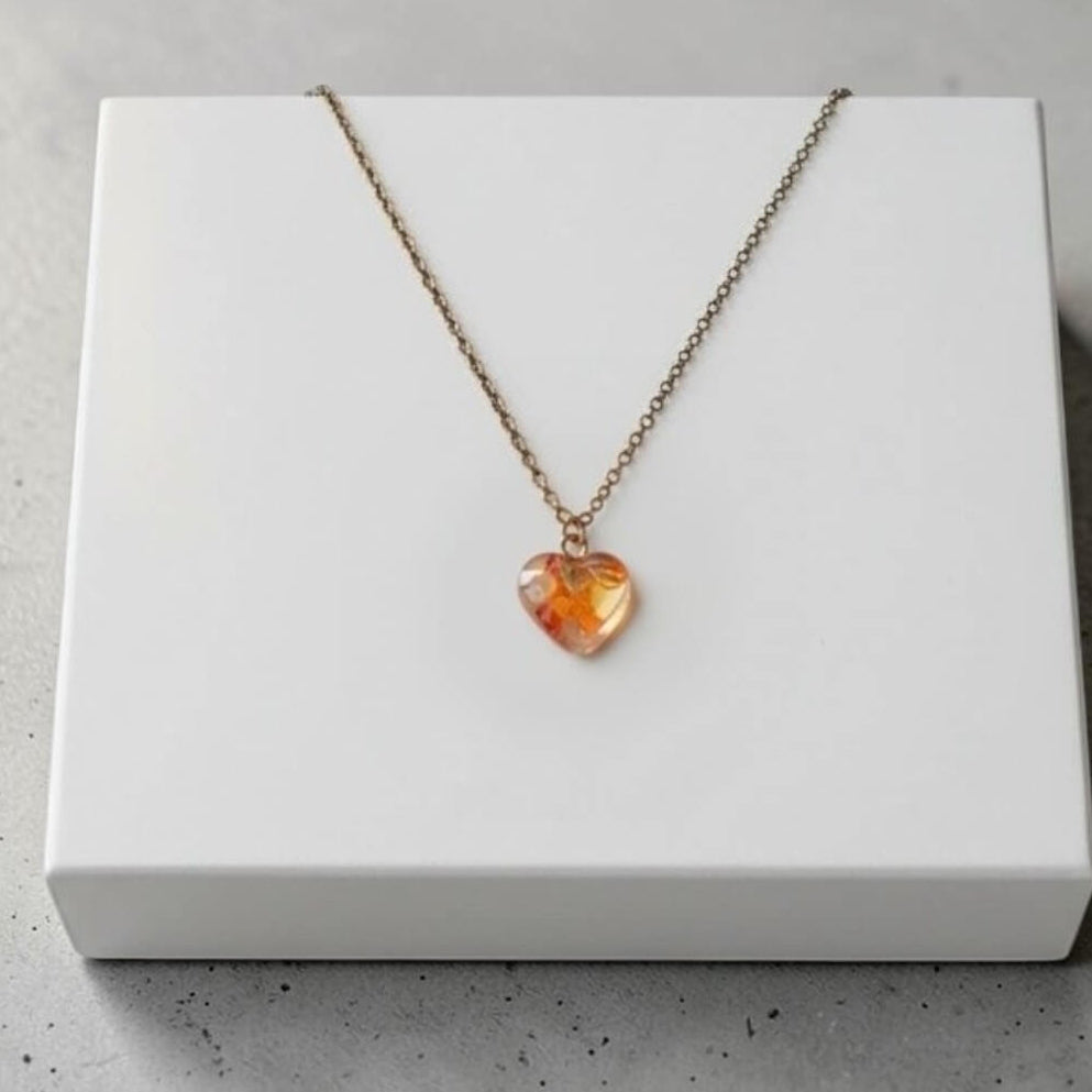 Karneol Halsband Hjärta / 14K Gold Plated
