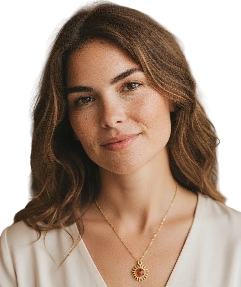 Karneol Halsband Sol Guld