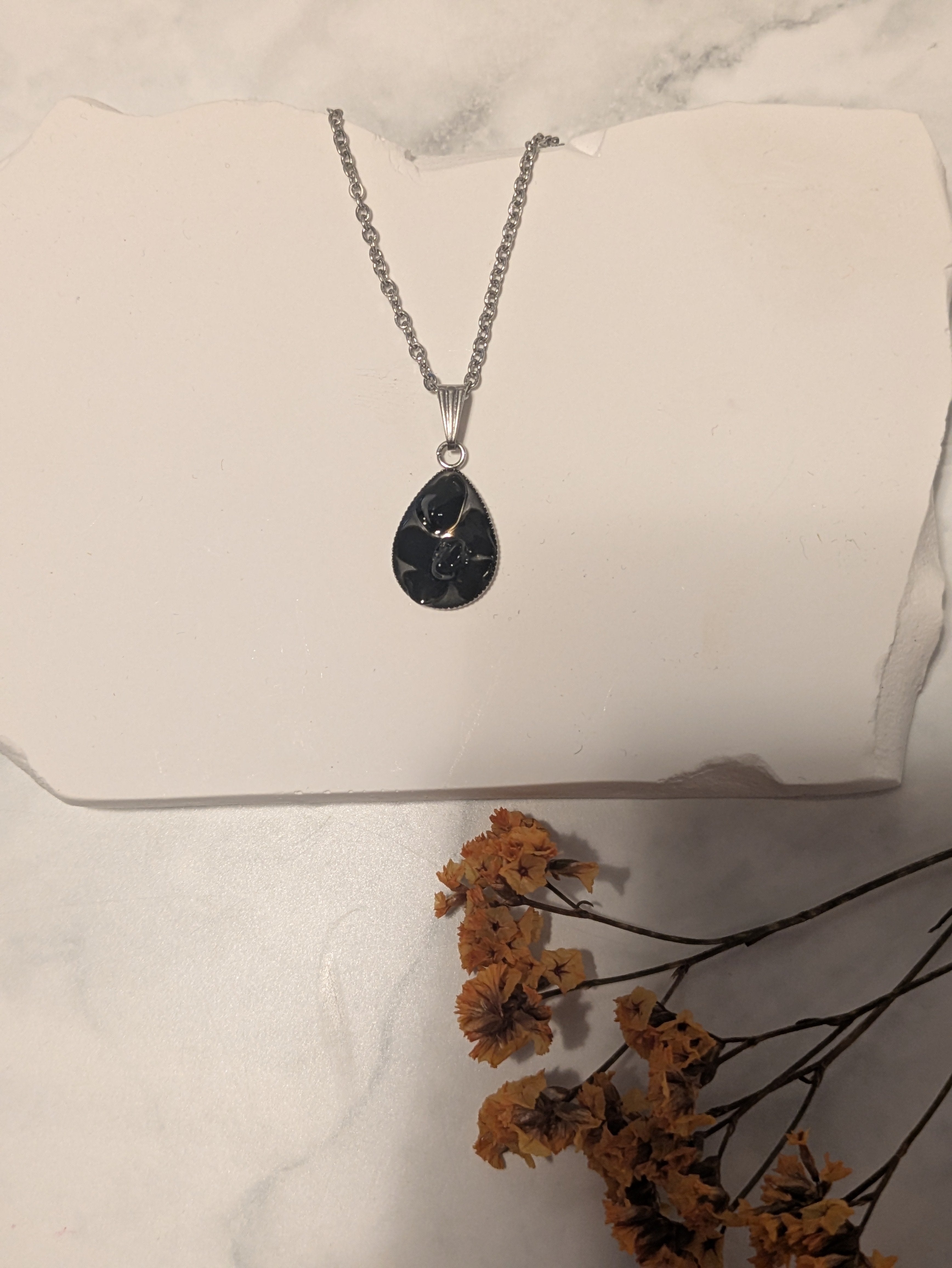 Halsband svart obsidian