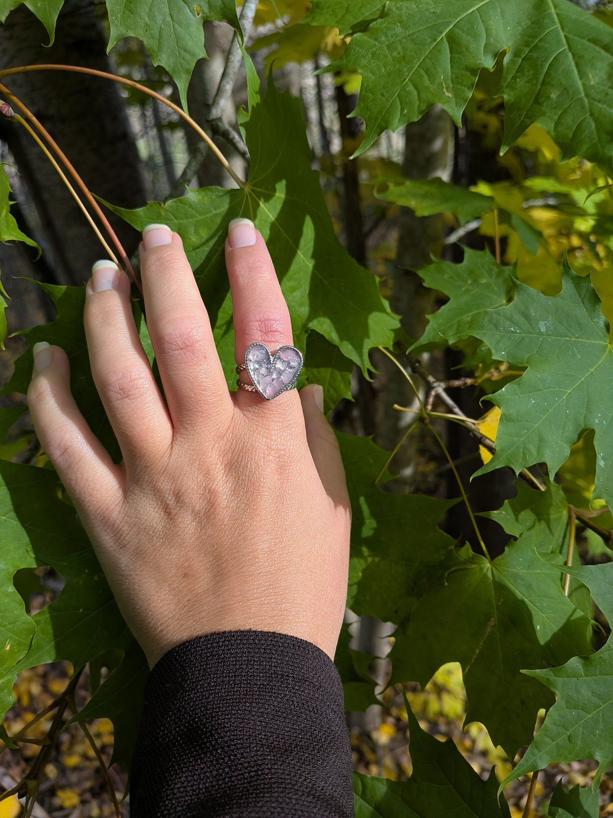 Rosenkvarts Ring Hjärta Silver