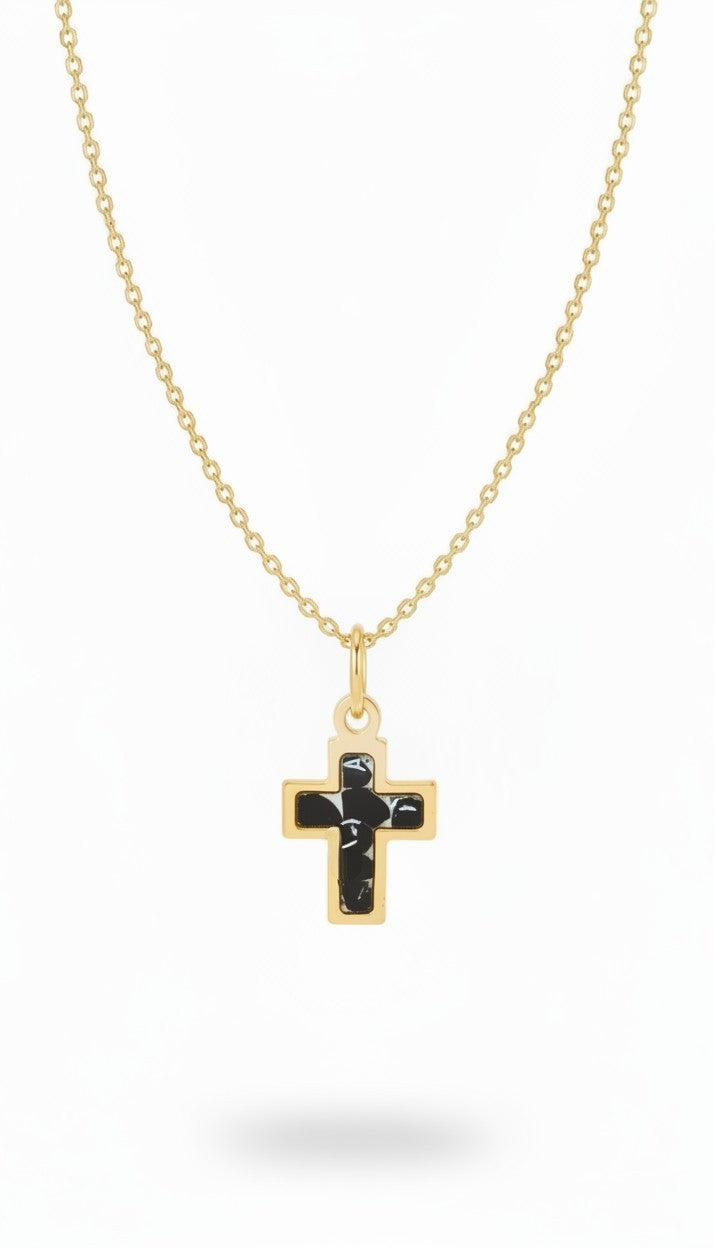 Onyx halsband - Nayuga Crystal Cross