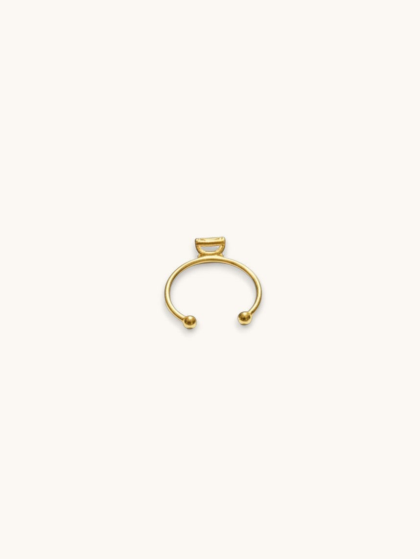 Karneol Ring Fyrkantig Guld