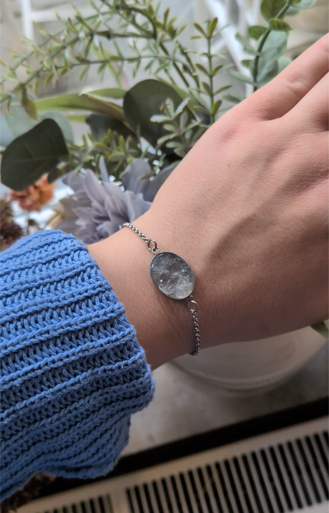Bergkristall Kristallarmband Oval Silver