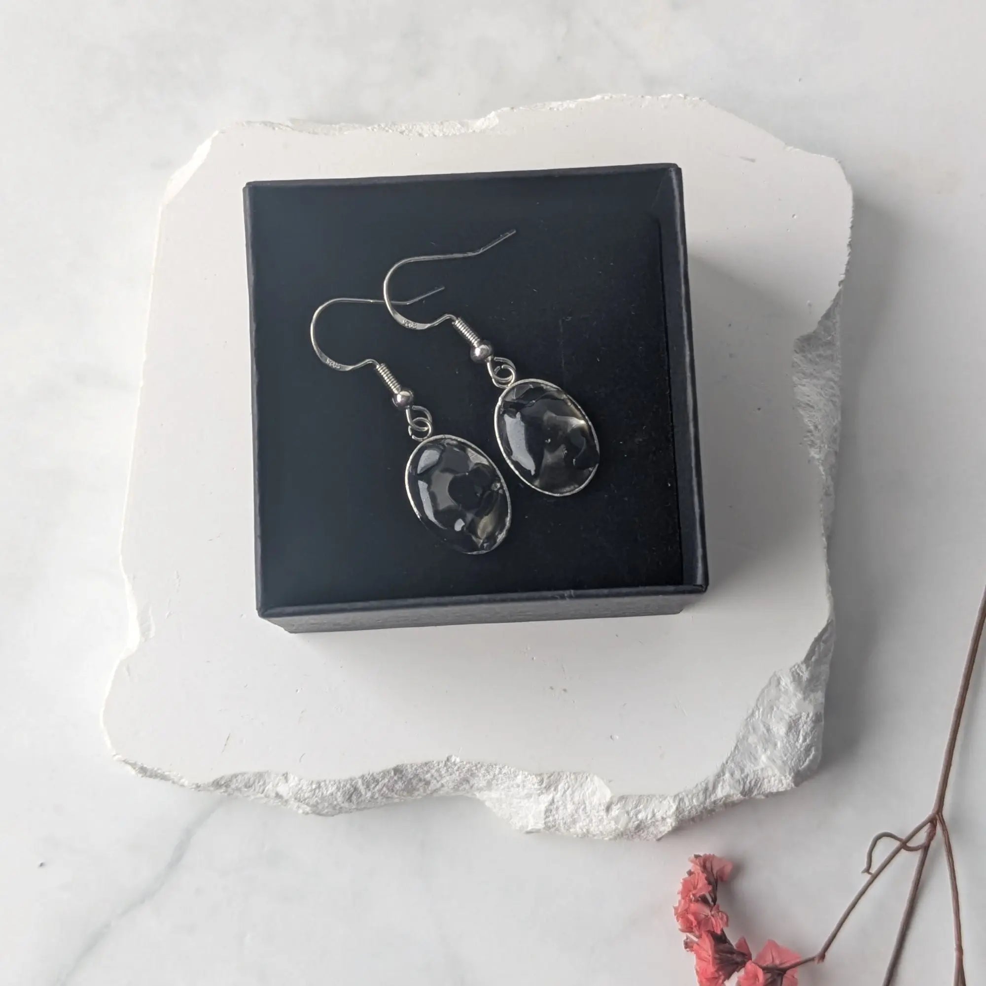 Skyddande Svart Obsidian Örhängen Silver Citrinmagi